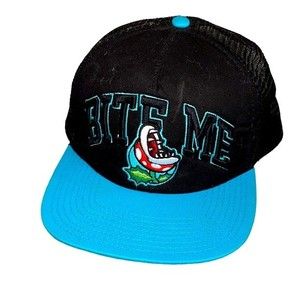 Nintendo super Mario BITE ME flat bill black snap back cap OSFM